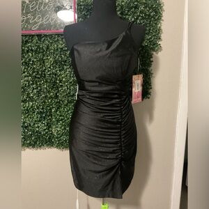 Emerald Sundae Shimmering Black Strapless Dress